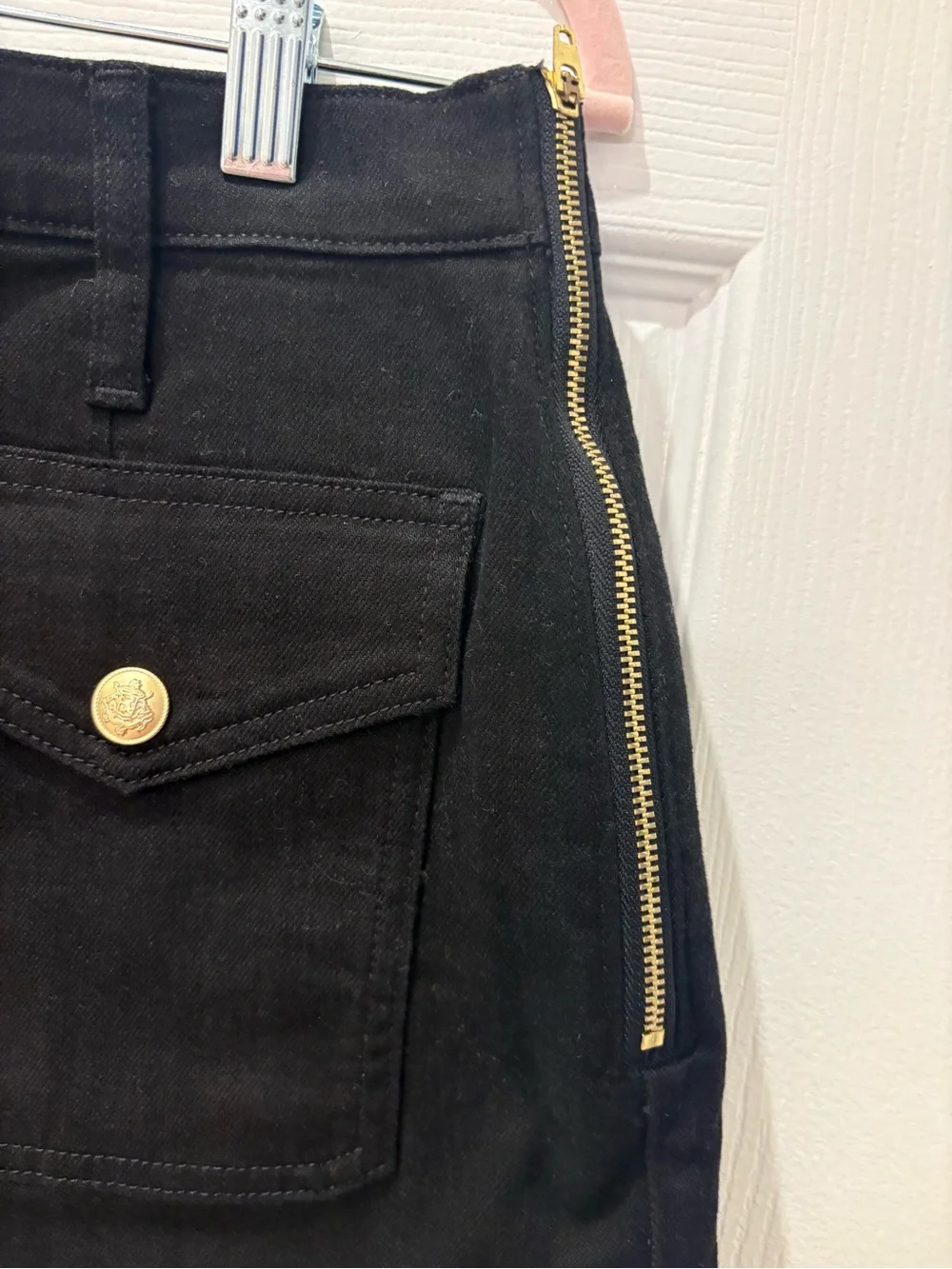 J.Crew Black Utility Shorts NWT Size 30 Gold Crest Buttons Side Zip Stretch
